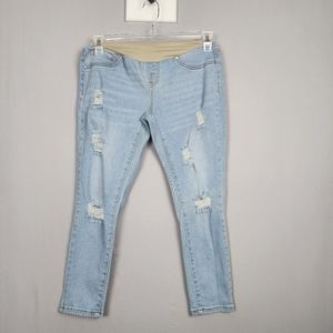 Blue Savvy Maternity Jeans Distressed Blue Sz Large